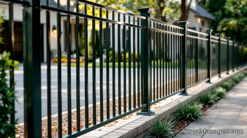 Aluminum Fence Diagonal Narrow Driveway Dark green - aluminum fence