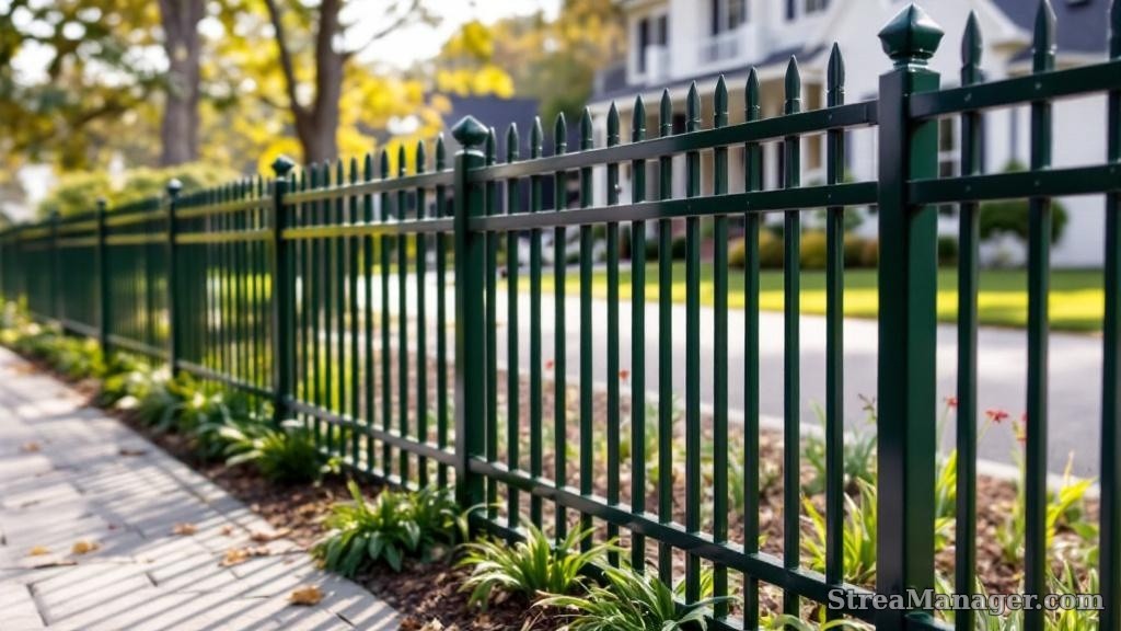 Aluminum Fence Diagonal Narrow Driveway Dark green - aluminum fence
