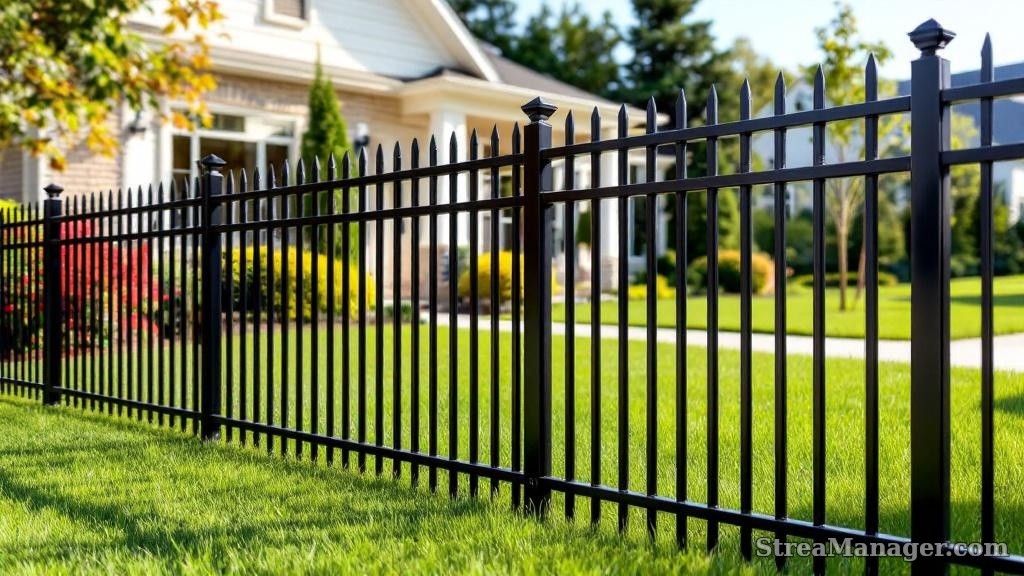 Aluminum Fence Diagonal Narrow Front Yard Black - aluminum fence