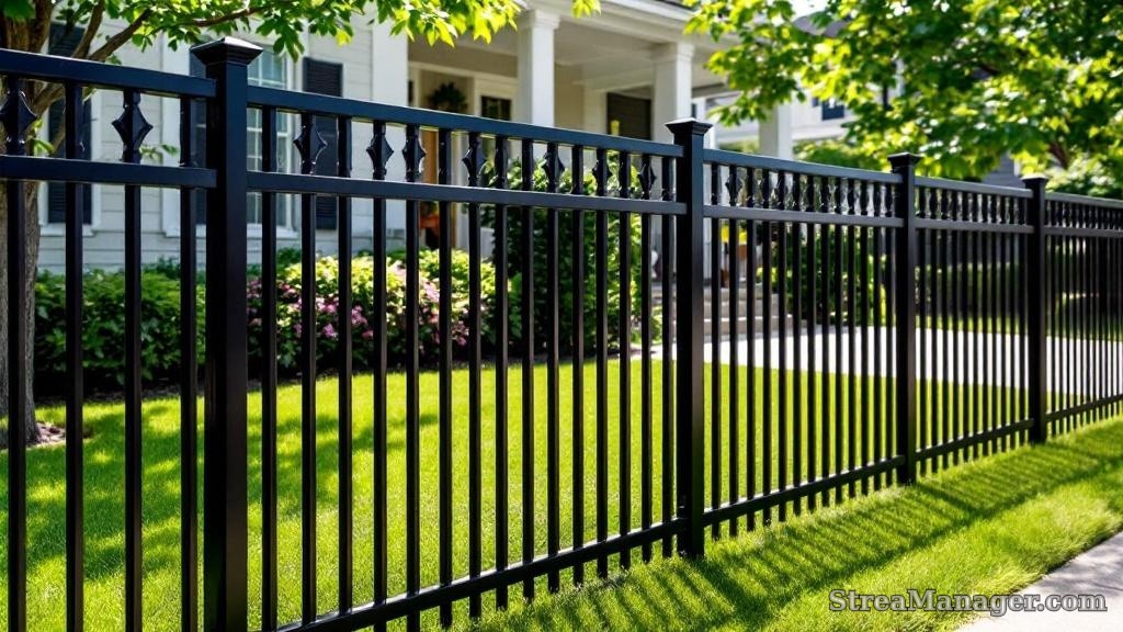 Aluminum Fence Diagonal Narrow Front Yard Black - aluminum fence
