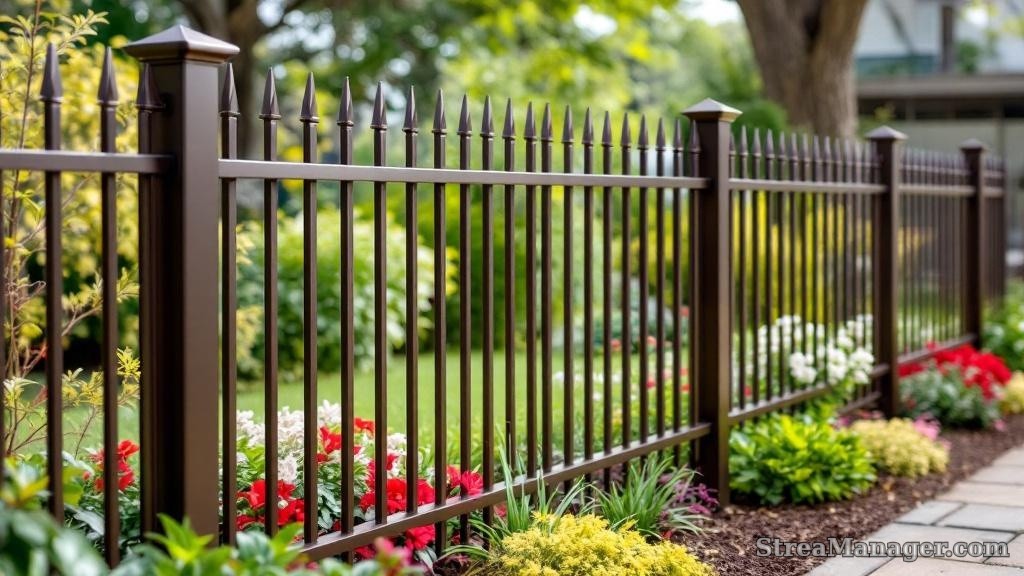 Aluminum Fence Diagonal Narrow Garden Bronze - aluminum fence