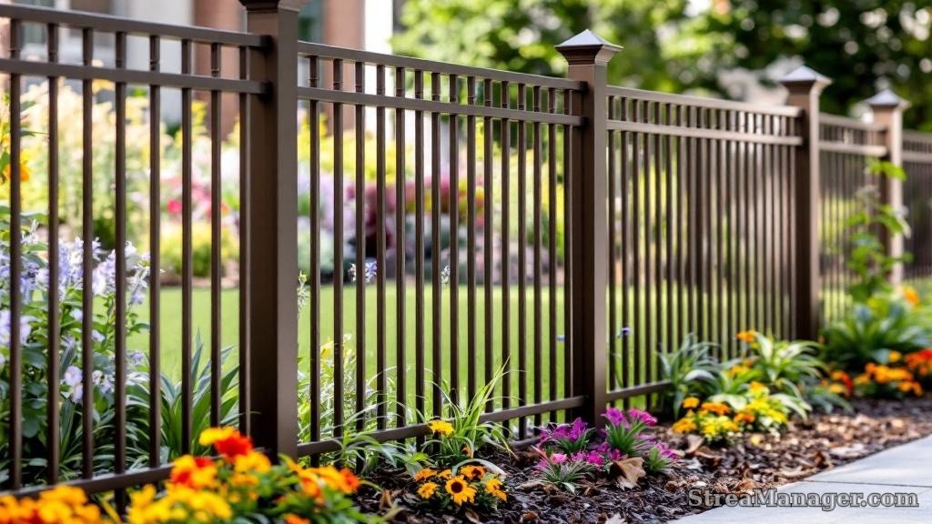 Aluminum Fence Diagonal Narrow Garden Bronze - aluminum fence