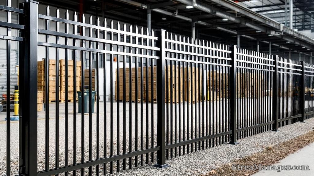 Aluminum Fence Diagonal Narrow Industrial Black - aluminum fence