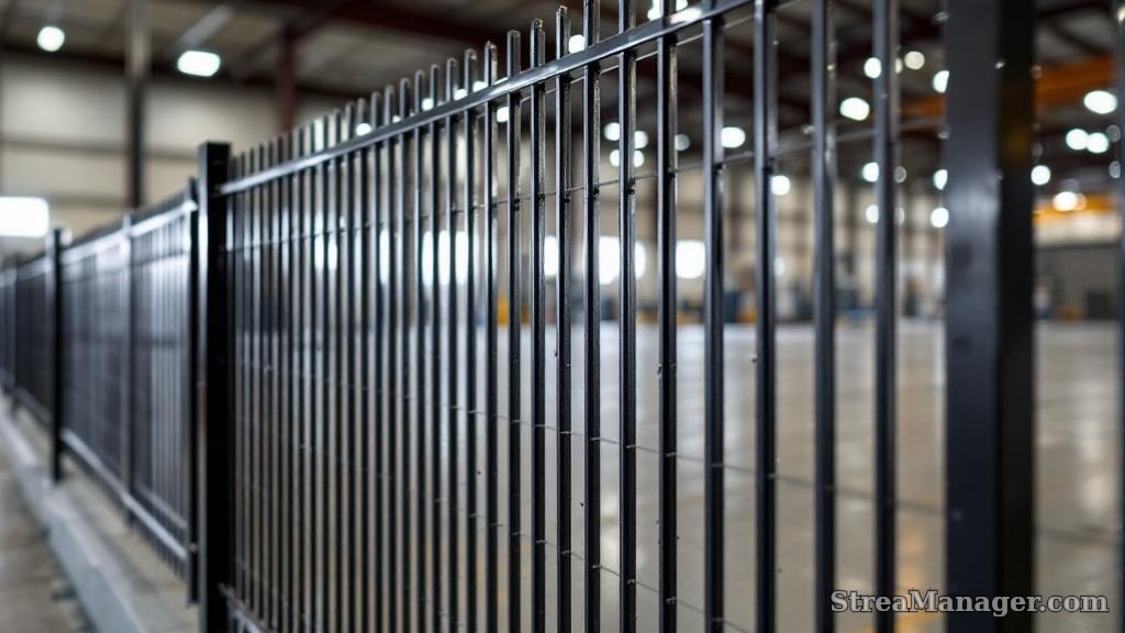 Aluminum Fence Diagonal Narrow Industrial Black - aluminum fence