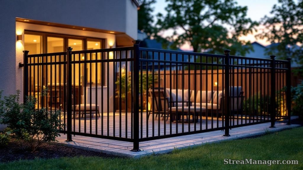Aluminum Fence Diagonal Narrow Patio Black - aluminum fence