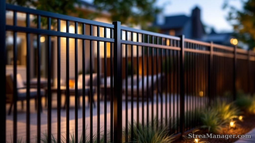 Aluminum Fence Diagonal Narrow Patio Black - aluminum fence
