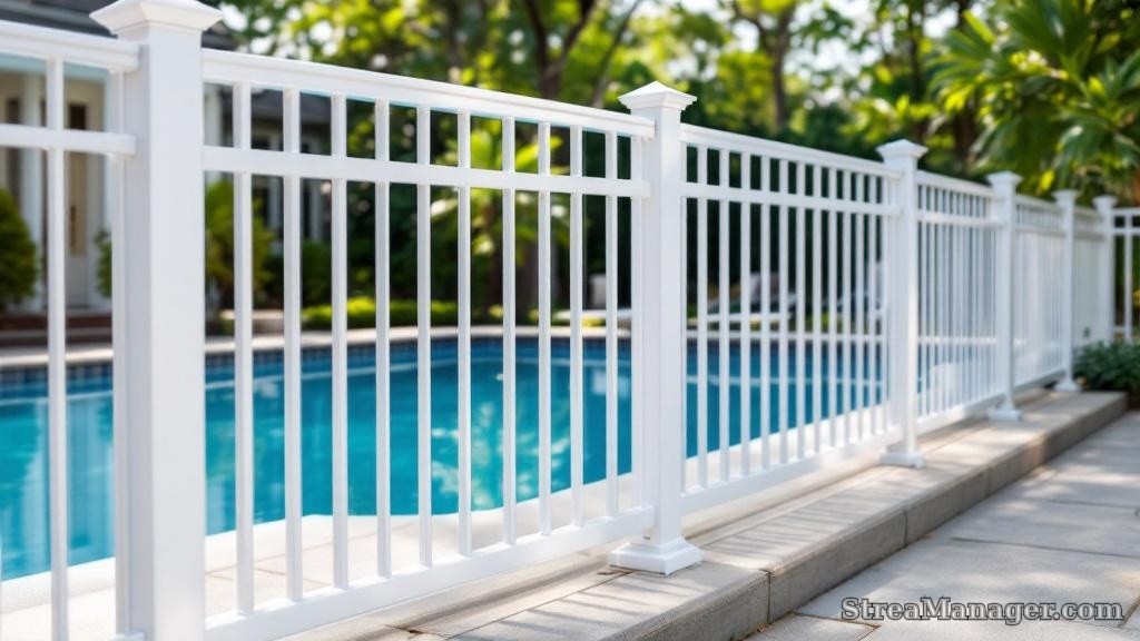 Aluminum Fence Diagonal Narrow Pool Area White - aluminum fence