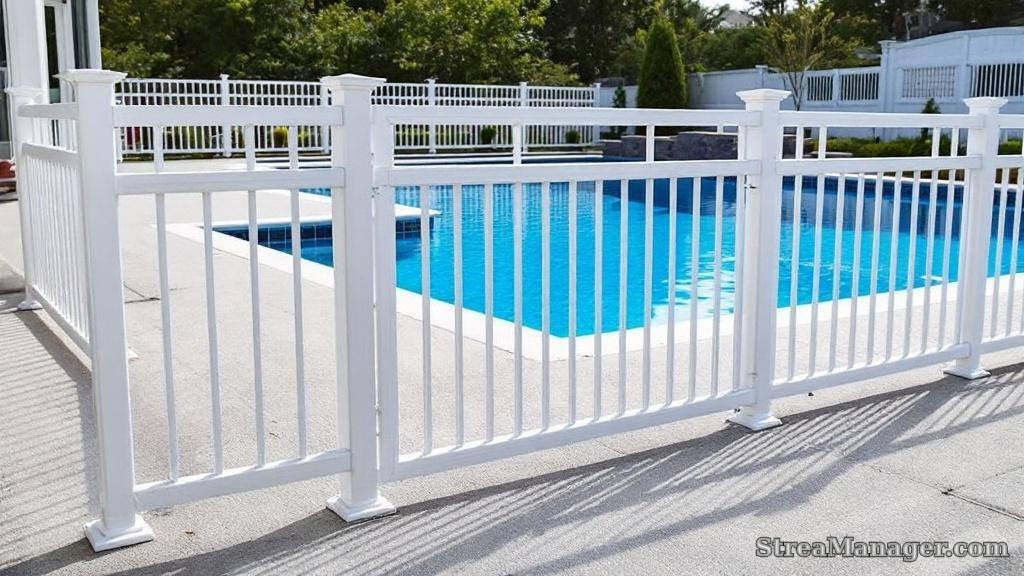Aluminum Fence Diagonal Narrow Pool Area White - aluminum fence
