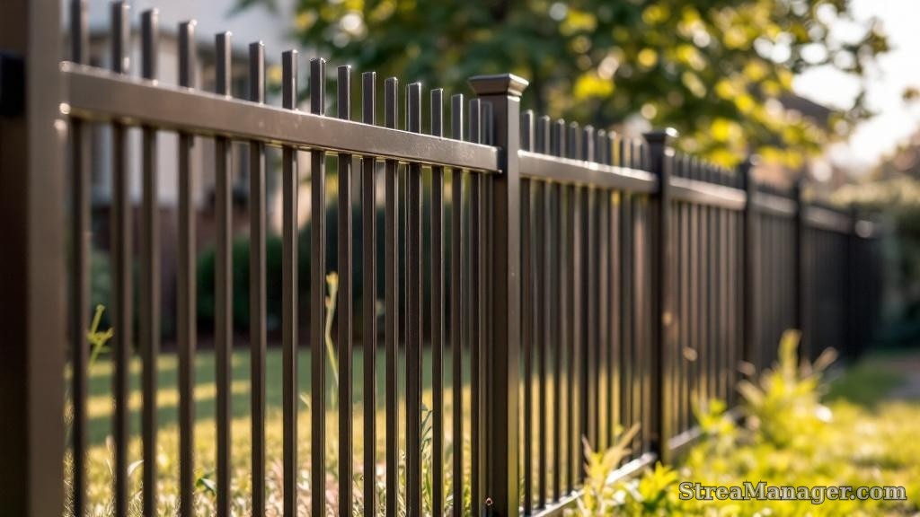 Aluminum Fence Diagonal Narrow Property Line Bronze - aluminum fence