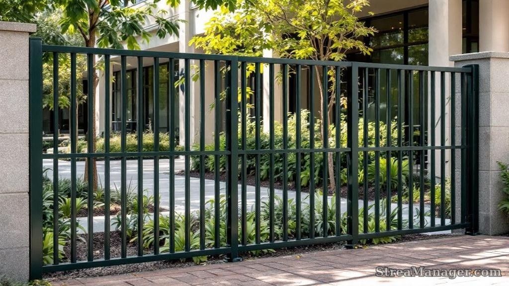 Aluminum Fence Diagonal Pickets Commercial Dark green - aluminum fence