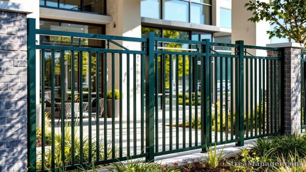 Aluminum Fence Diagonal Pickets Commercial Dark green - aluminum fence