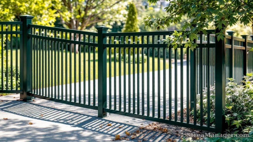 Aluminum Fence Diagonal Pickets Driveway Dark green - aluminum fence