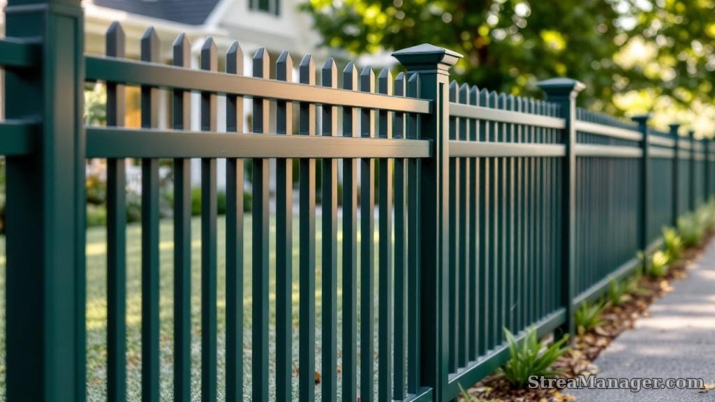 Aluminum Fence Diagonal Pickets Driveway Dark green - aluminum fence