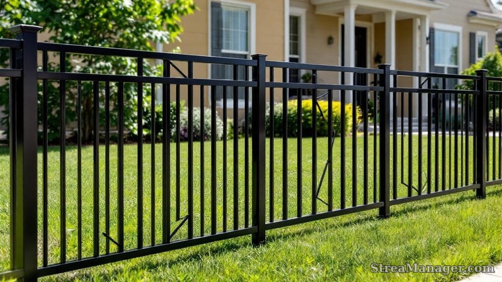 Aluminum Fence Diagonal Pickets Front Yard Black - aluminum fence