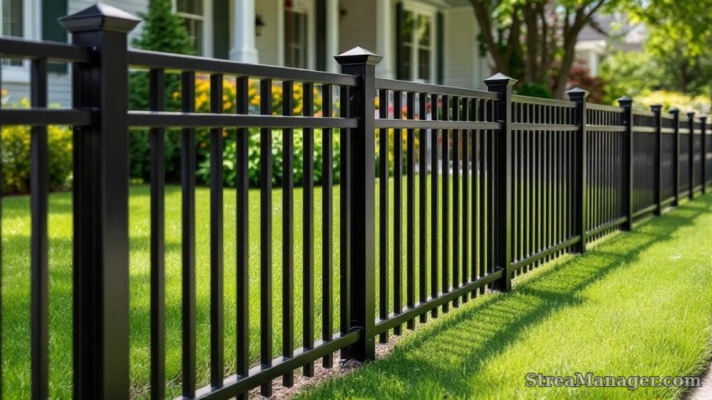 Aluminum Fence Diagonal Pickets Front Yard Black - aluminum fence