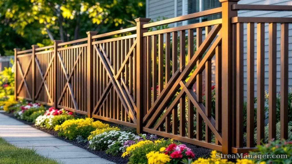 Aluminum Fence Diagonal Pickets Garden Bronze - aluminum fence