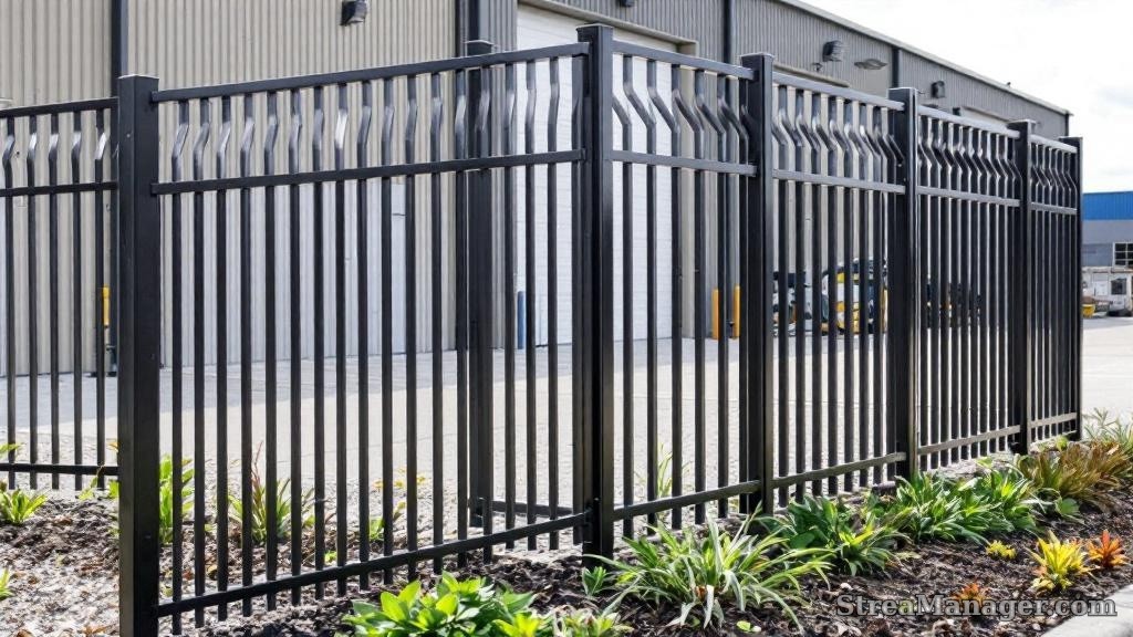 Aluminum Fence Diagonal Pickets Industrial Black - aluminum fence