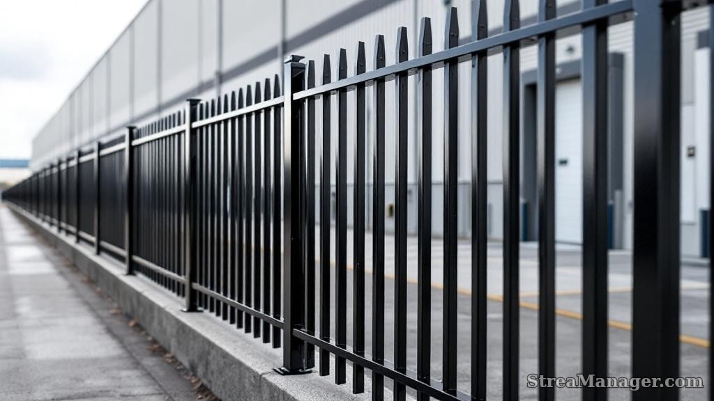 Aluminum Fence Diagonal Pickets Industrial Black - aluminum fence