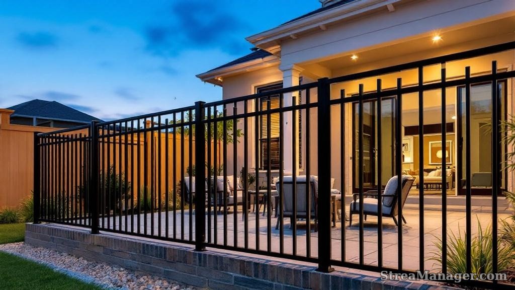Aluminum Fence Diagonal Pickets Patio Black - aluminum fence