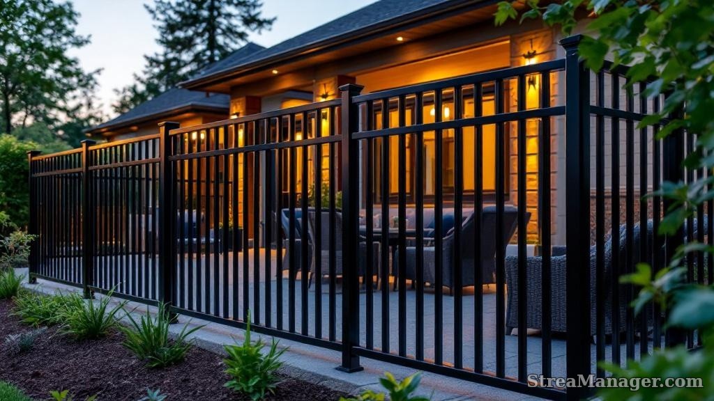 Aluminum Fence Diagonal Pickets Patio Black - aluminum fence