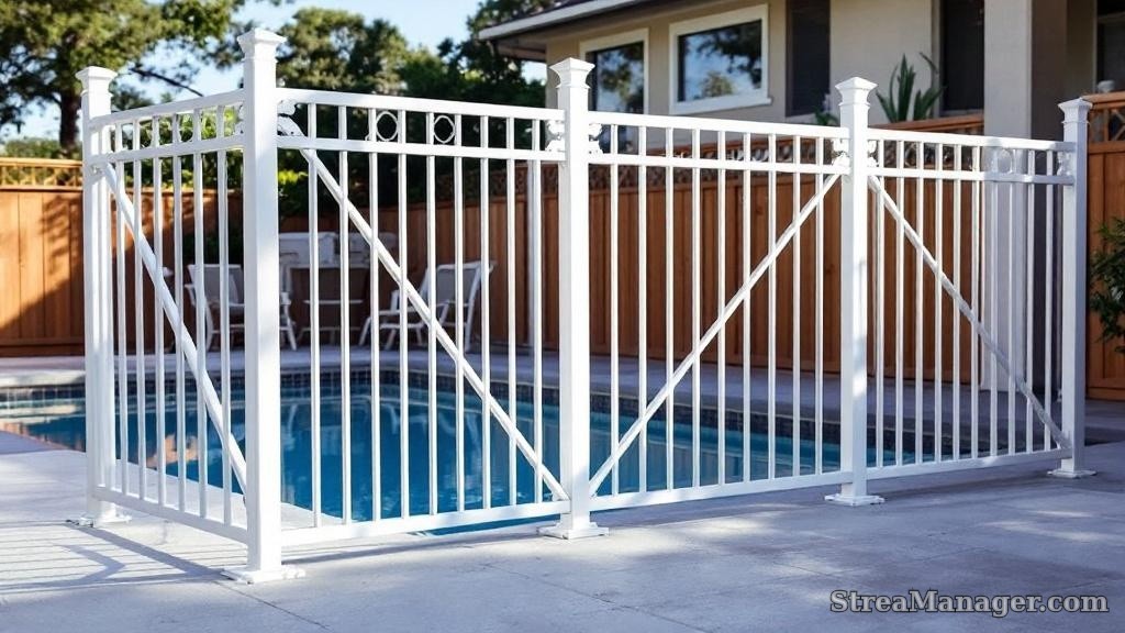Aluminum Fence Diagonal Pickets Pool Area White - aluminum fence