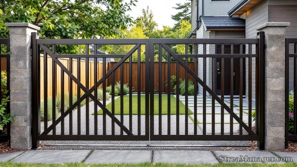 Aluminum Fence Diagonal Pickets Property Line Bronze - aluminum fence