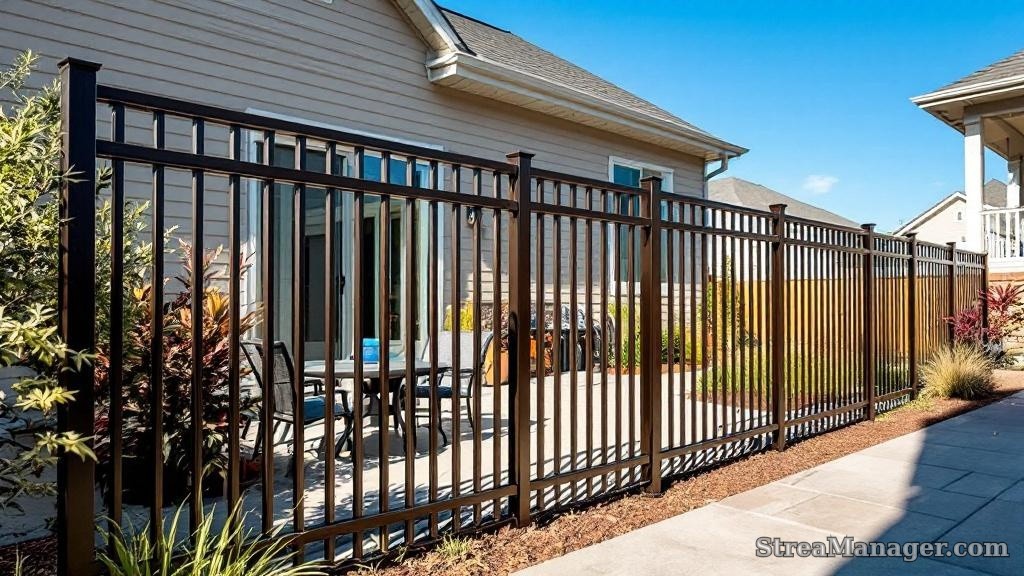 Aluminum Fence Diagonal Wide Backyard Bronze - aluminum fence