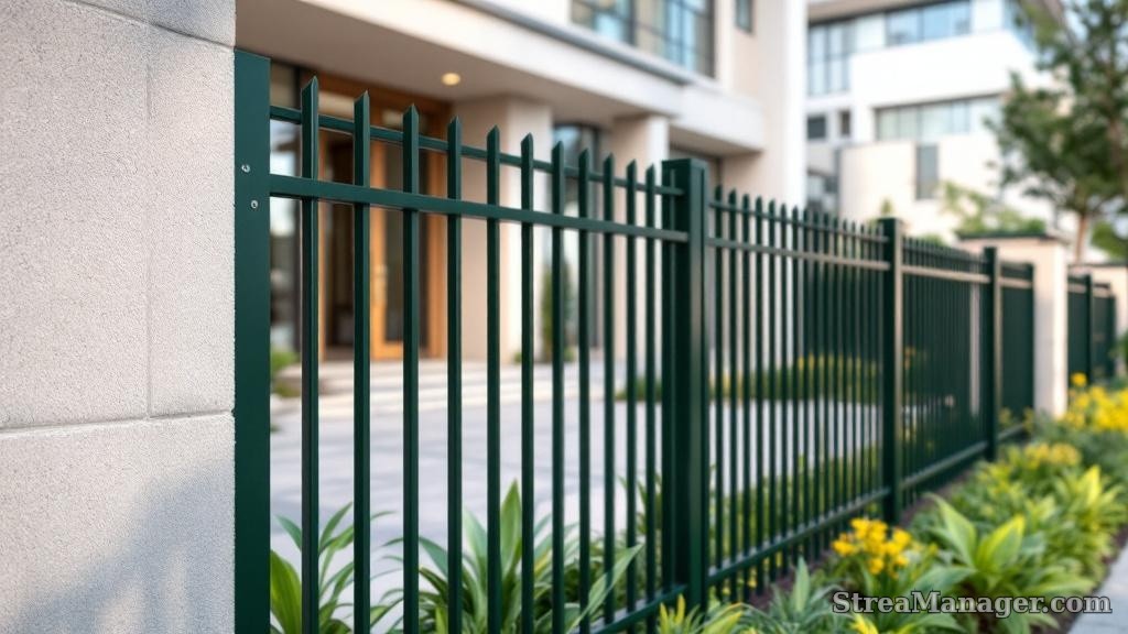 Aluminum Fence Diagonal Wide Commercial Dark green - aluminum fence