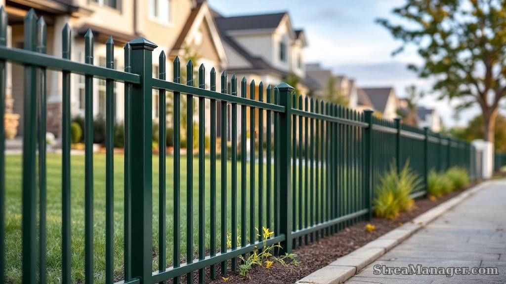Aluminum Fence Diagonal Wide Driveway Dark green - aluminum fence