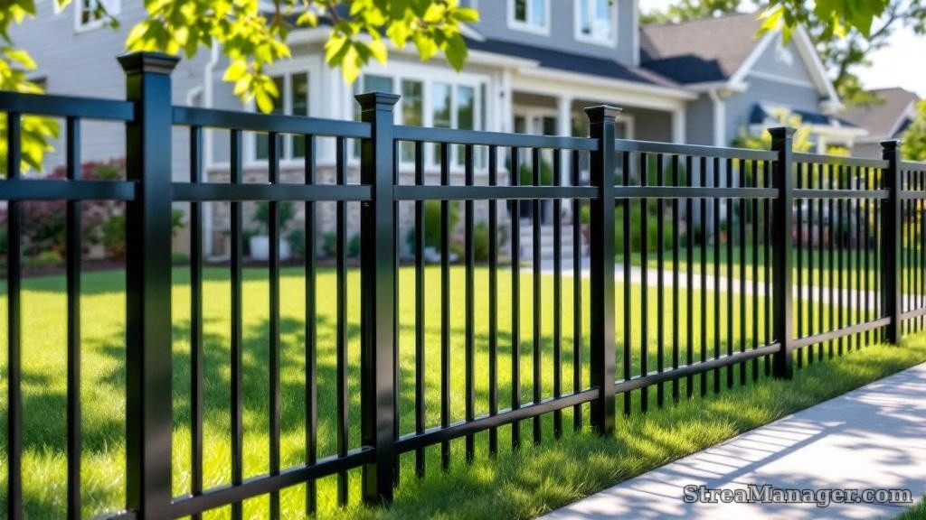 Aluminum Fence Diagonal Wide Front Yard Black - aluminum fence