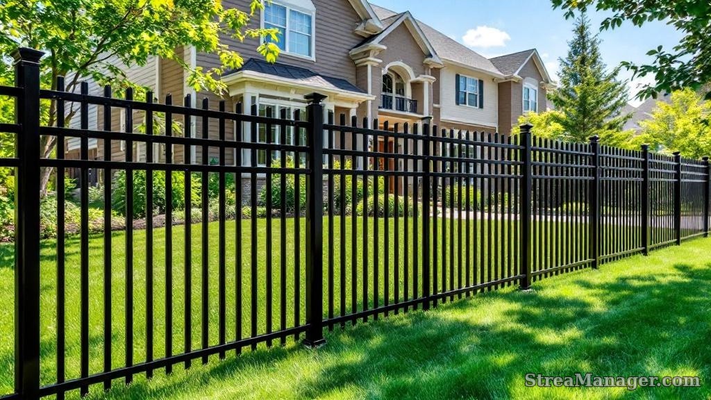 Aluminum Fence Diagonal Wide Front Yard Black - aluminum fence