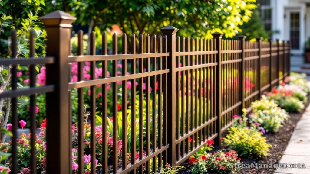 Aluminum Fence Diagonal Wide Garden Bronze - aluminum fence