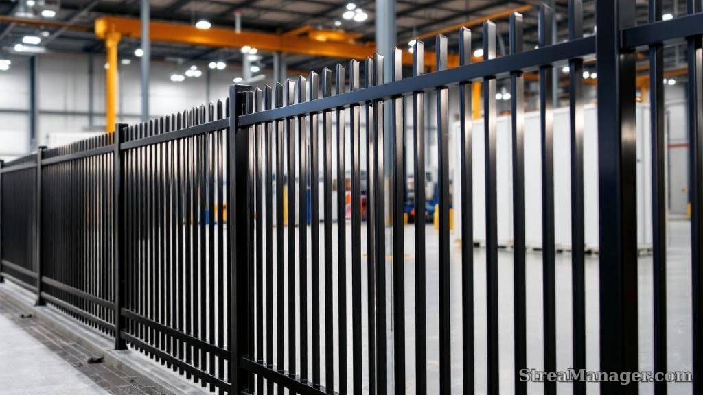 Aluminum Fence Diagonal Wide Industrial Black - aluminum fence