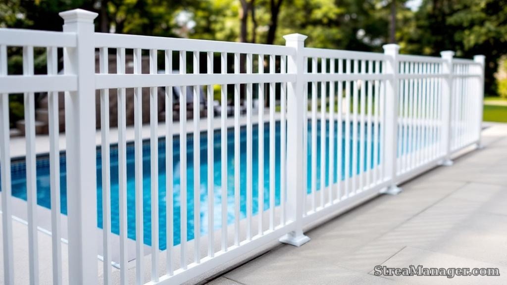 Aluminum Fence Diagonal Wide Pool Area White - aluminum fence
