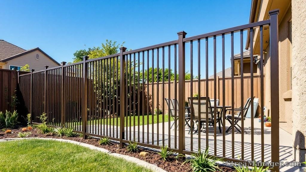 Aluminum Fence Extra Wide Spacing Backyard Bronze - aluminum fence