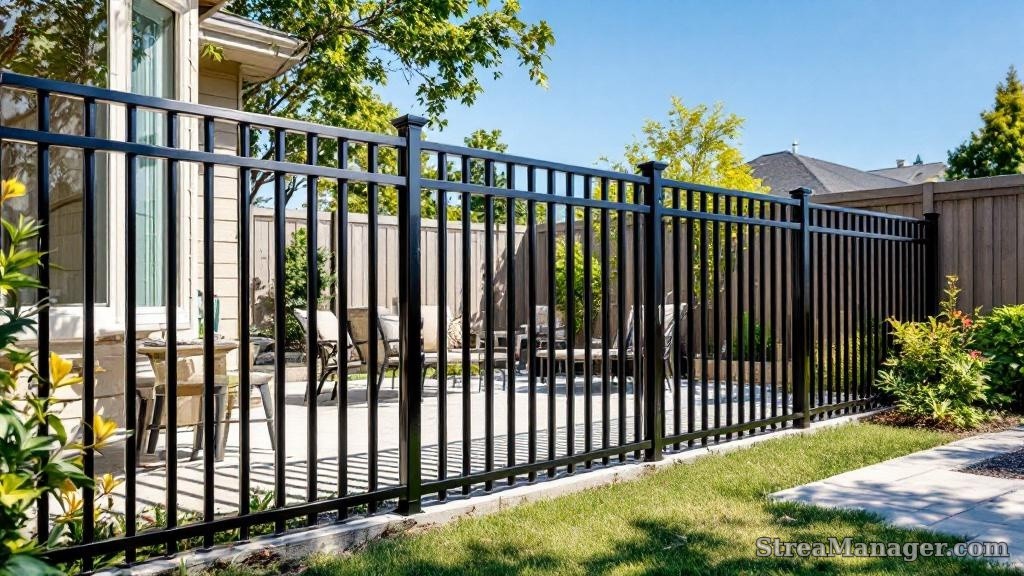 Aluminum Fence Extra Wide Spacing Backyard Bronze - aluminum fence
