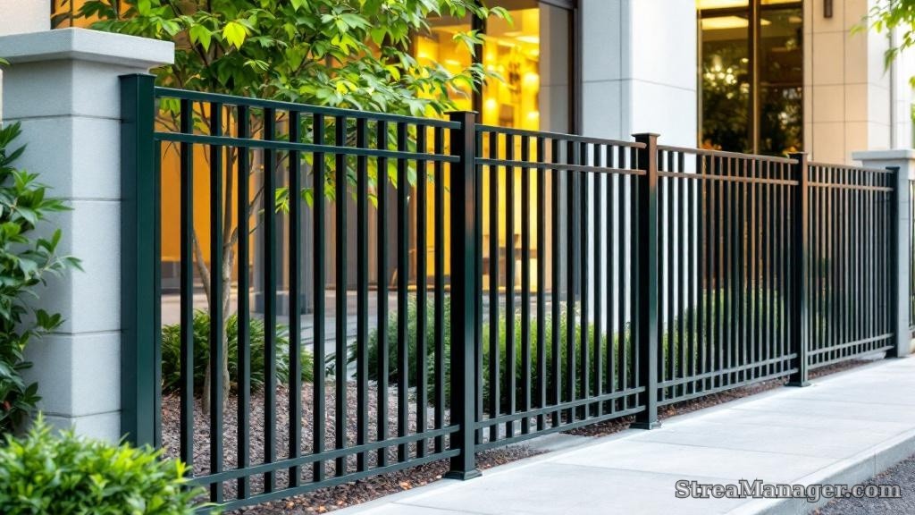 Aluminum Fence Extra Wide Spacing Commercial Dark green - aluminum fence