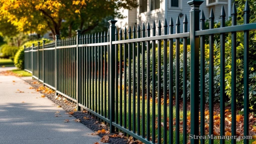 Aluminum Fence Extra Wide Spacing Driveway Dark green - aluminum fence