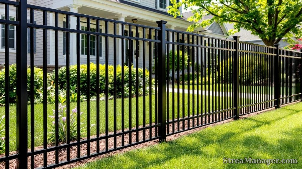 Aluminum Fence Extra Wide Spacing Front Yard Black - aluminum fence