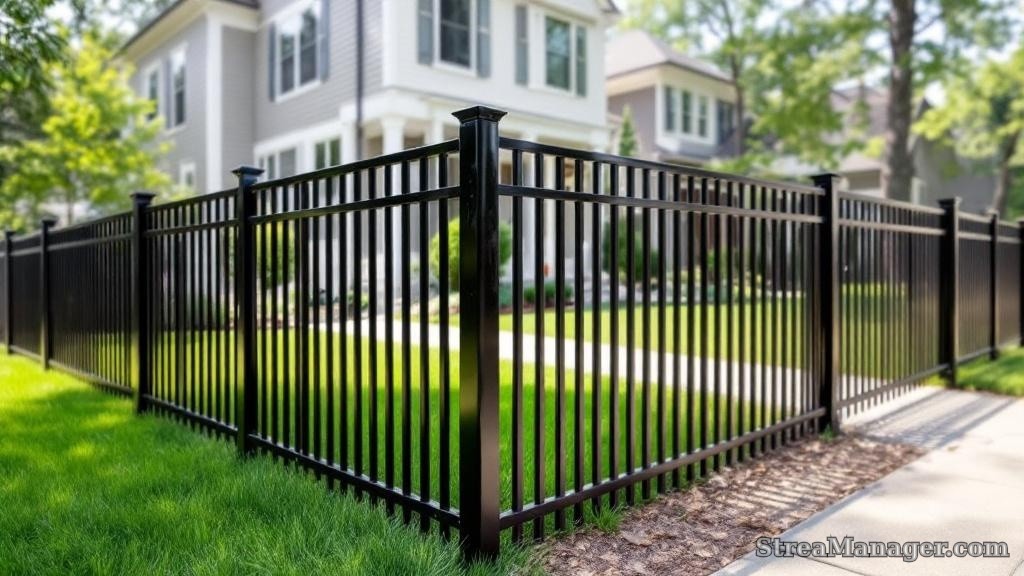 Aluminum Fence Extra Wide Spacing Front Yard Black - aluminum fence