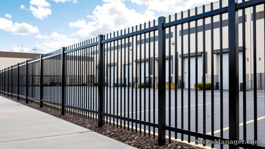 Aluminum Fence Extra Wide Spacing Industrial Black - aluminum fence