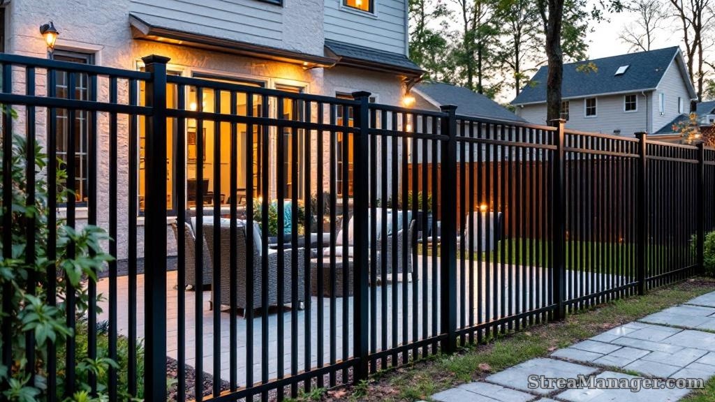 Aluminum Fence Extra Wide Spacing Patio Black - aluminum fence