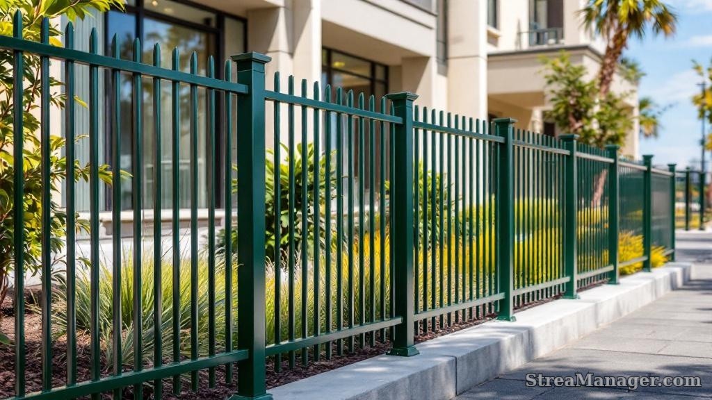 Aluminum Fence Narrow Spacing Commercial Dark green - aluminum fence
