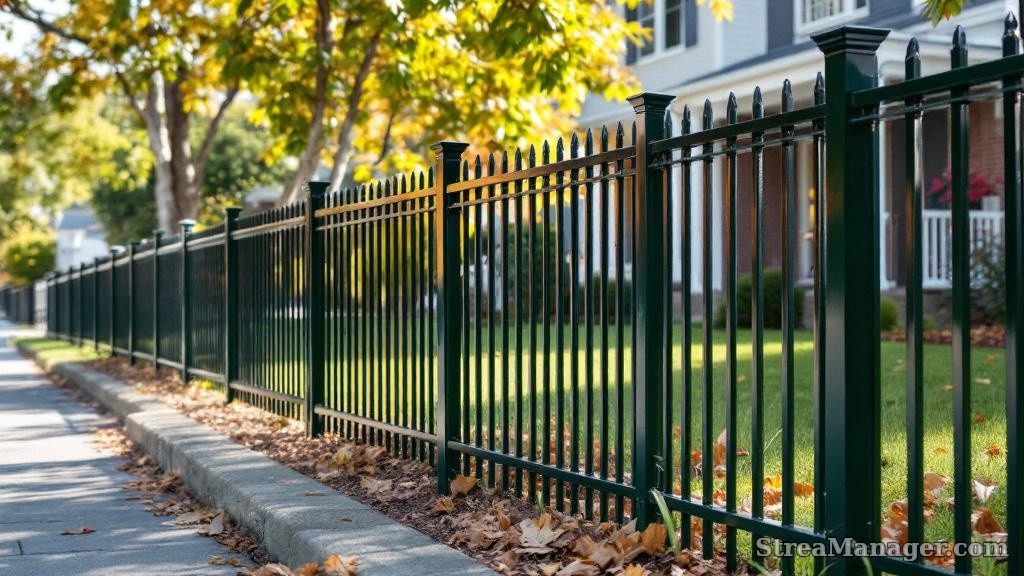 Aluminum Fence Narrow Spacing Driveway Dark green - aluminum fence
