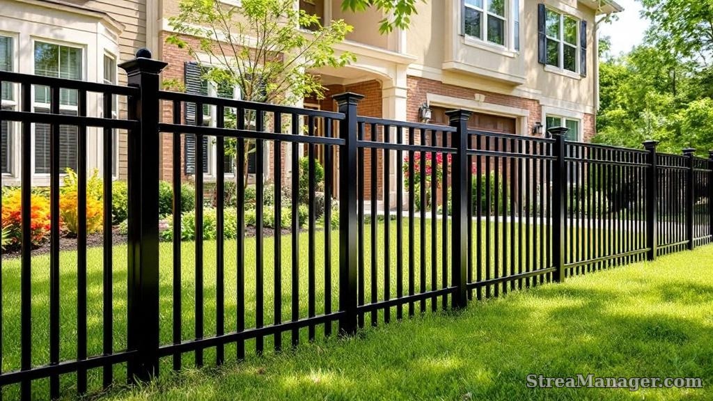 Aluminum Fence Narrow Spacing Front Yard Black - aluminum fence