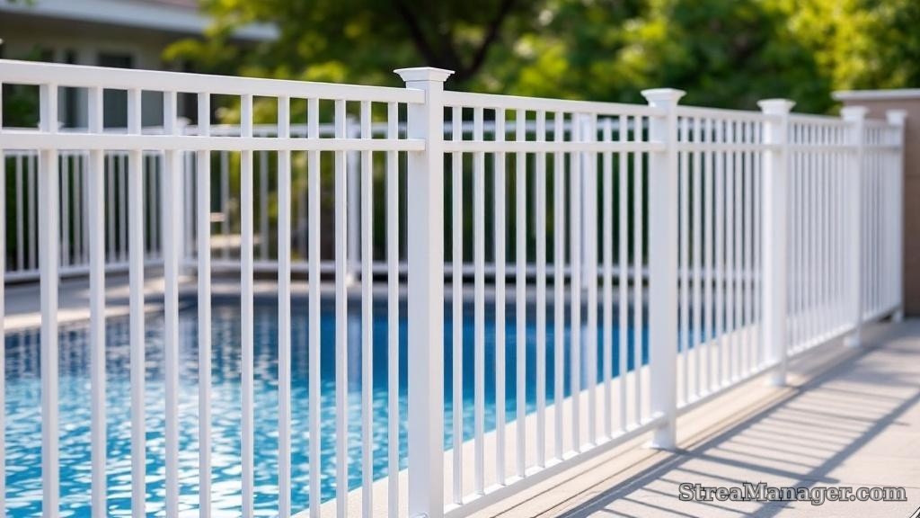 Aluminum Fence Narrow Spacing Pool Area White - aluminum fence