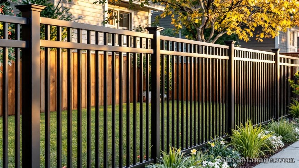 Aluminum Fence Narrow Spacing Property Line Bronze - aluminum fence