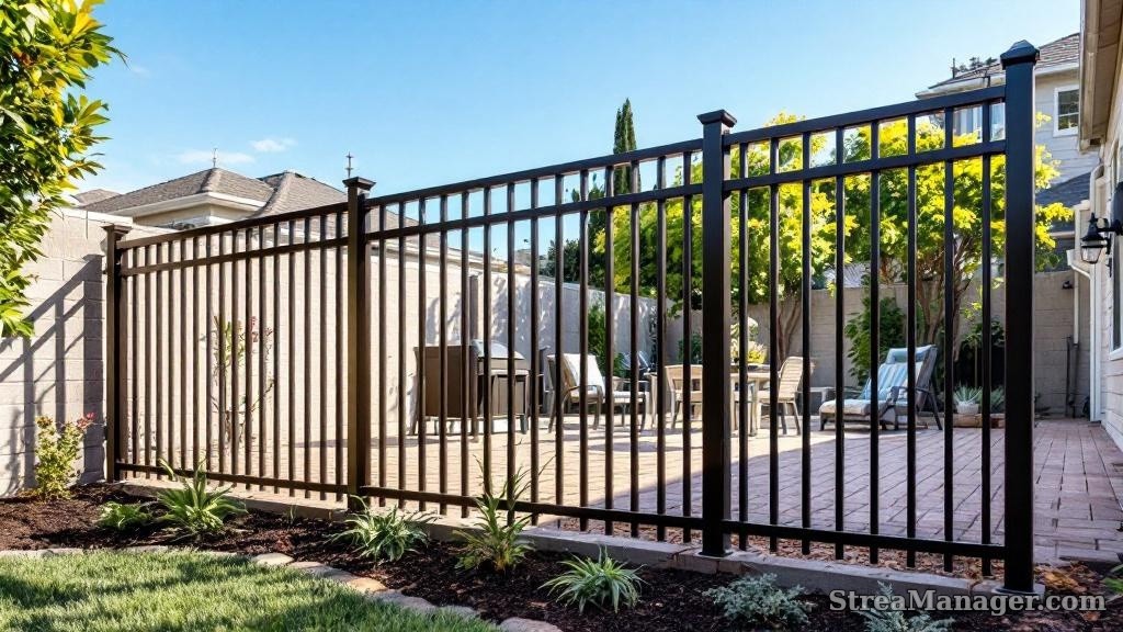 Aluminum Fence Wide Spacing Backyard Bronze - aluminum fence