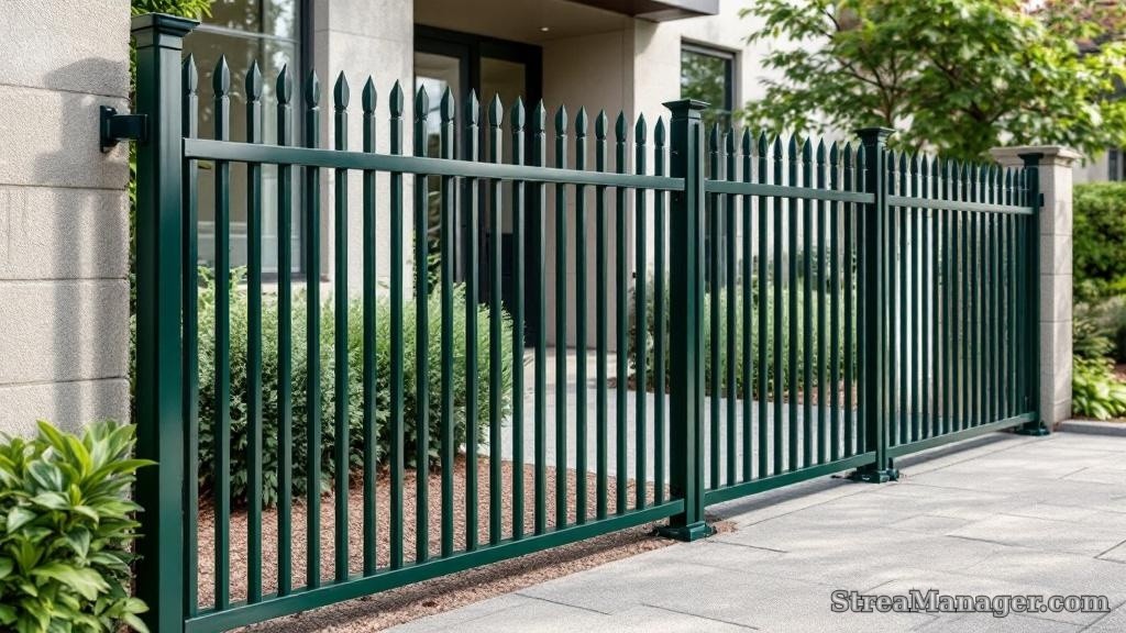 Aluminum Fence Wide Spacing Commercial Dark green - aluminum fence