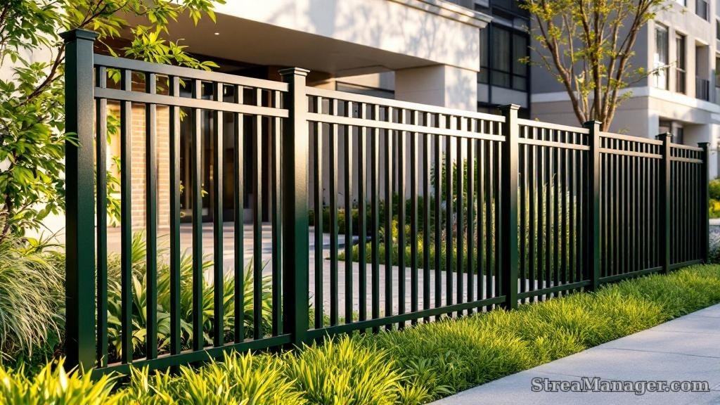 Aluminum Fence Wide Spacing Commercial Dark green - aluminum fence